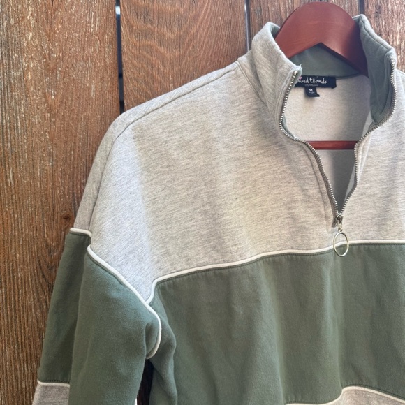 MIXED THREADS Women’s Gray Green 1/4 Zip Pullover Sweatshirt Size Medium - Picture 3 of 10